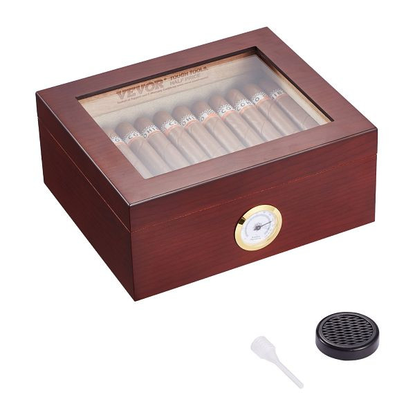 VEVOR 50 Zigarren Humidor Glasstop Zeder Zigarren Aufbewahrungsbox 26x22x11cm, XQBSJMTKJ305DRDJVV0