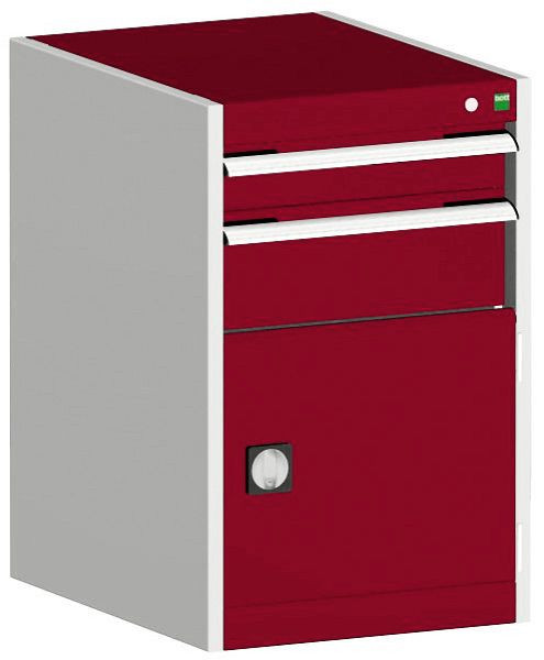bott cubio Schubladenschrank bestückt mit 2 Schubladen, Tür BxTxH: 525 x 525 x 800 mm, RAL 7035/3004, 40010023.24V