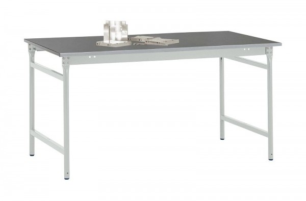 Manuflex Beistelltisch BASIS stationär mit Blechbelag-Platte in Lichtgrau RAL 7035, BxTxH: 1000 x 800 x 780 mm, Lichtgrau, BB3024.7035