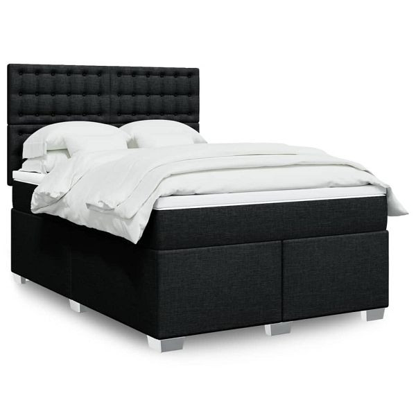 vidaXL Boxspringbett mit Matratze Schwarz 140x190 cm Stoff, 3292799