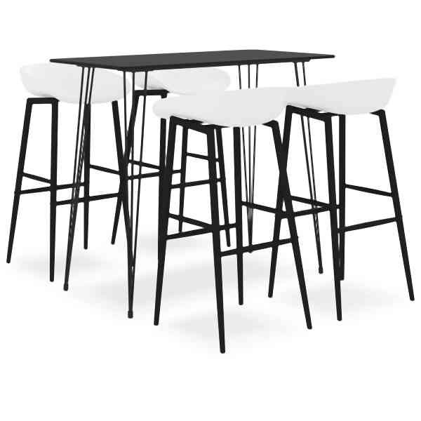 vidaXL 5-tlg. Bar-Set Schwarz und Weiß, 3057382, 8720286172254