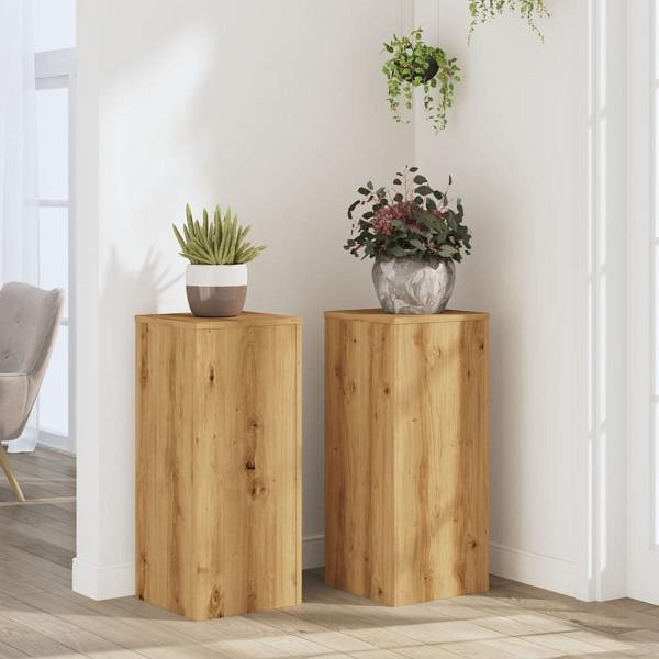 vidaXL Pflanzenständer 2 Stück Artisan-Eiche 30x30x70 cm Holzwerkstoff, 852932