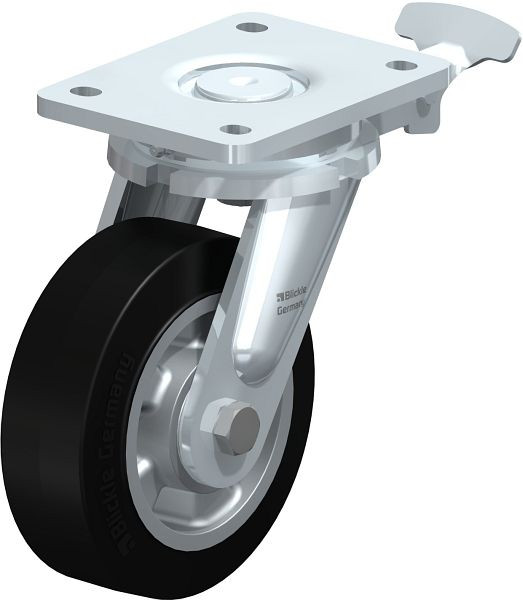 Blickle LO-ALEV 150K-RI4 Stahlgeschweißte Schwerlast-Lenkrolle, Elastik-Vollgummi, Schwarz, 852061