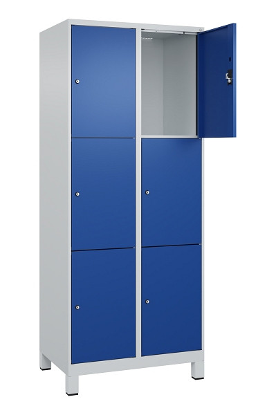 C+P Schließfachschrank Evolo PLUS, mit Füßen, 6 Fächer, 1950x800x500mm, 7035/50, Frontfarbe RAL 5010 Enzianblau, 049010-223 S10006