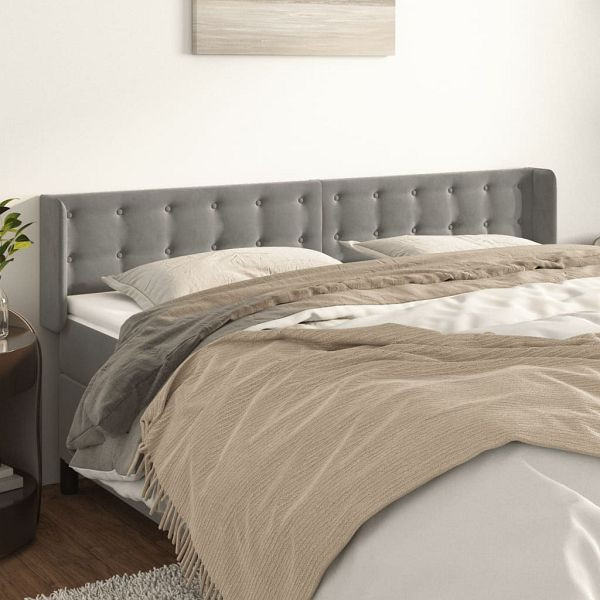 vidaXL Kopfteil mit Ohren Hellgrau 183x16x78/88 cm Samt, 3119262
