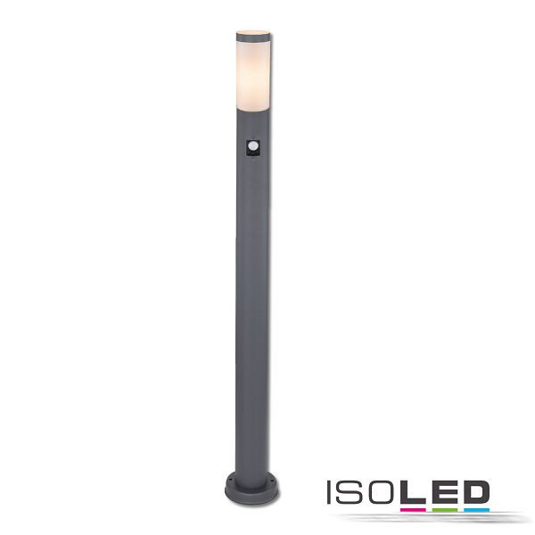 ISOLED Pollerleuchte 1100 anthrazit, IP44, PIR Bewegungssensor, 1x E27 Fassung, ohne Leuchtmittel, 115019