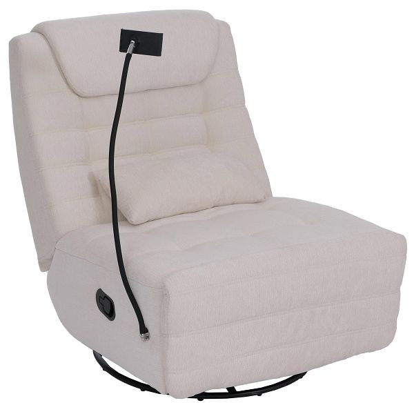 Mendler Relaxsessel HWC-P92, TV-Sessel Fernsehsessel, drehbar Kippfunktion Handyhalterung, Stoff Chenille (260g/m²), creme-weiß, 120312