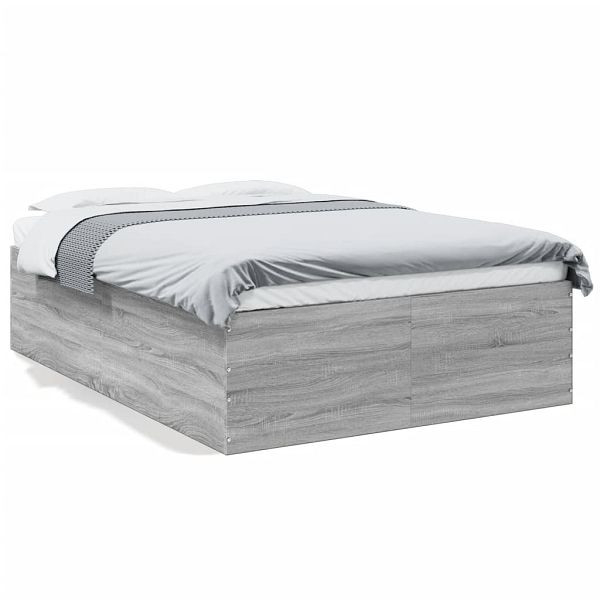vidaXL Bettgestell Grau Sonoma 120x190 cm Holzwerkstoff, 3280956