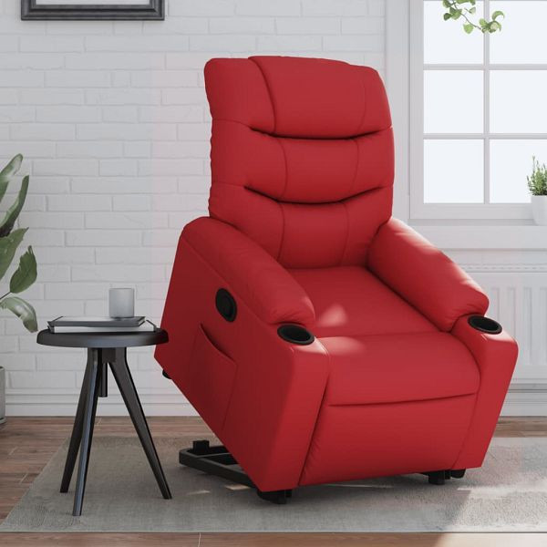 vidaXL Relaxsessel mit Aufstehhilfe Elektrisch Rot Kunstleder, 3206618