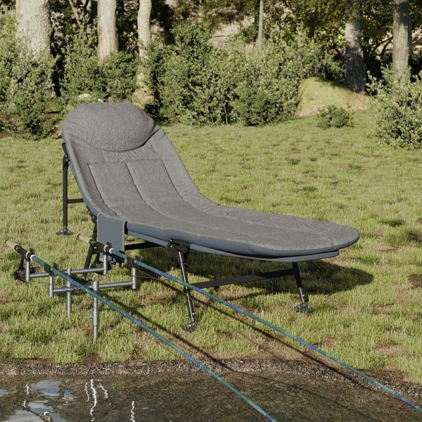 vidaXL Angelliege mit Schlammbeinen Klappbar Grau Melange, 4006424