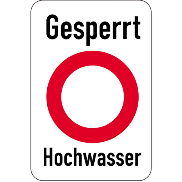 Stein HGS Sonderschild, Gesperrt - Hochwasser, 500 x 750 mm, 15010
