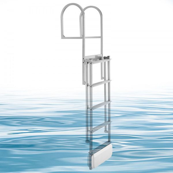 VEVOR Einziehbare Dockleiter, 5 rutschfeste Stufen, 227 kg belastbar, Aluminium, für Docks, Pools, Seen, Boote, MTZTSSSWPJ35ZNXWZ001V0