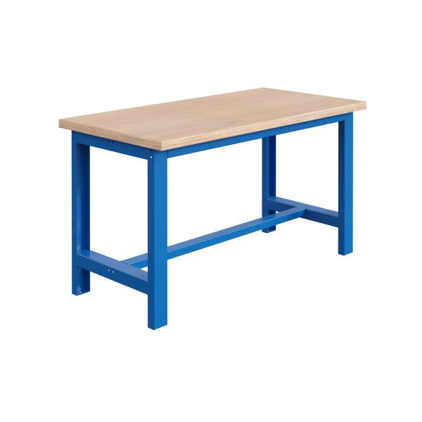 SOFAME SI Schwerlastwerkbank B 2000 x T 750 x H 840mm, Multiplex-Arbeitsplatte 40 mm, Himmelblau RAL 5015, W010010006BI
