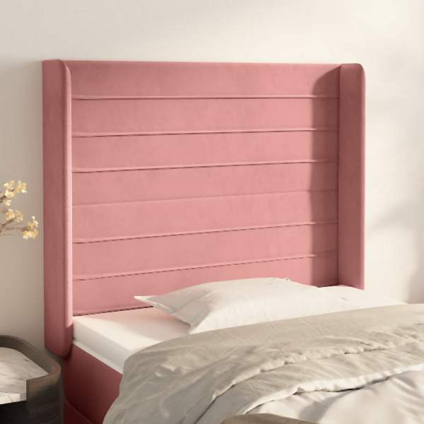 vidaXL Kopfteil mit Ohren Rosa 83x16x118/128 cm Samt, 3119755