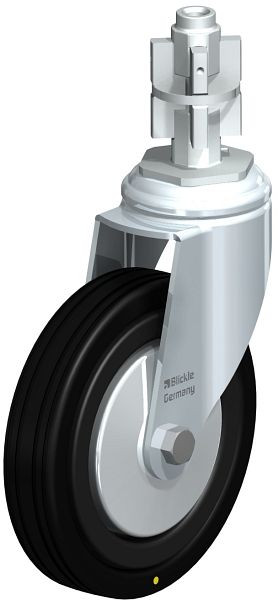 Blickle LKRA-VPA 125K-11-EL-FA-E15 Apparate-Lenkrolle mit Expander, Vollgummi, Schwarz, 750808