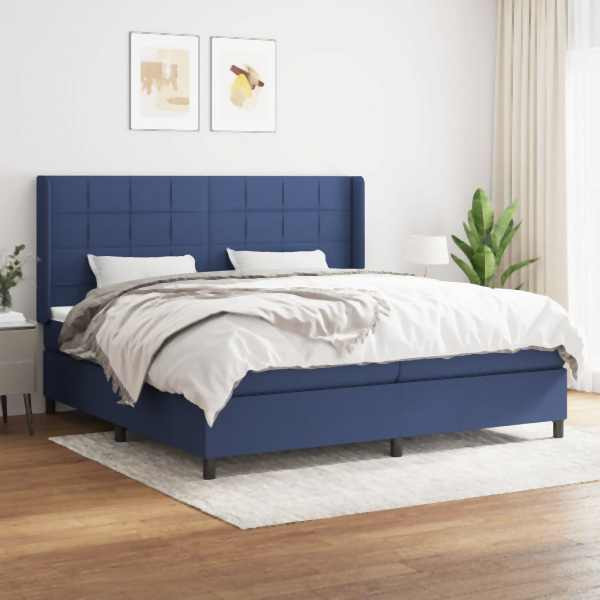 vidaXL Boxspringbett mit Matratze Blau 200x200 cm Stoff, 3131463