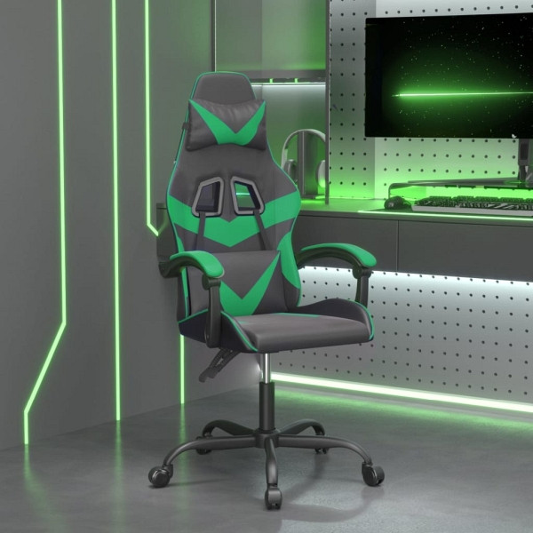 vidaXL Gaming-Stuhl Drehbar Schwarz und Grün Kunstleder, 349546
