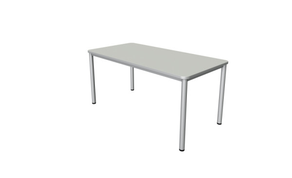 Kerkmann Schreibtisch Prime - B 1600 x T 800 x H 750 mm, 4-Fuß-Gestell in alusilber, lichtgrau, 11040611