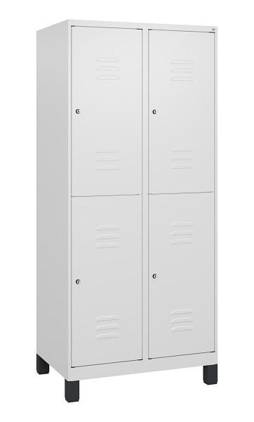 C+P Doppelstöckiger Spind Classic PLUS, Füße, 2 Abteile, 1800x800x500mm, 9016/9016, Zylinderschlösser, 0803107-22 S10029