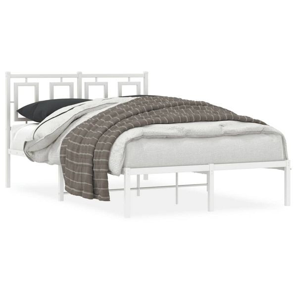 vidaXL Bettgestell mit Kopfteil Metall Weiß 120x200 cm, 374288