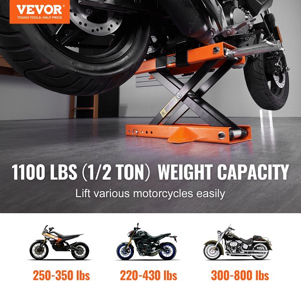 DURHAND Motorrad-Hebebühne – 500 Kg Tragkraft, Höhenverstellbar, Mit Rutschfester Plattform, Für Garage & Heim