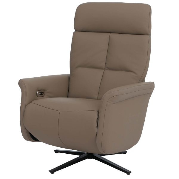 Mendler Relaxsessel HWC-L10, TV-Sessel Liegesessel, Liegefunktion drehbar, elektrisch verstellbar Voll-Leder, taupe, 118800