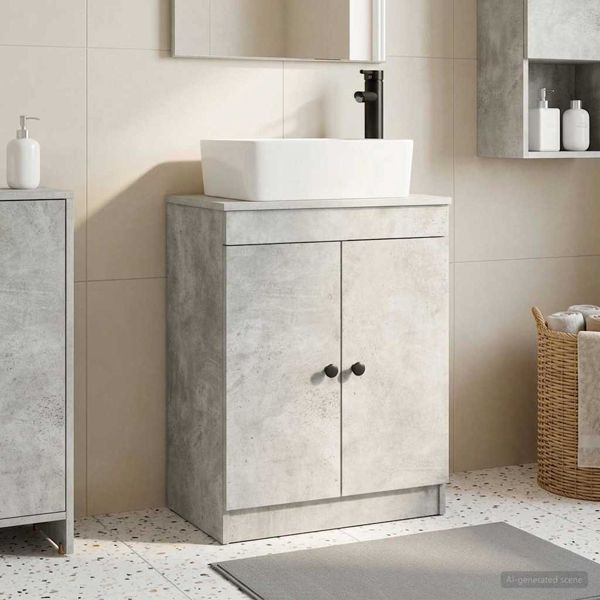 vidaXL Badezimmerschrank mit Waschbecken Betongrau 54 x 35 x 83 cm, 890133