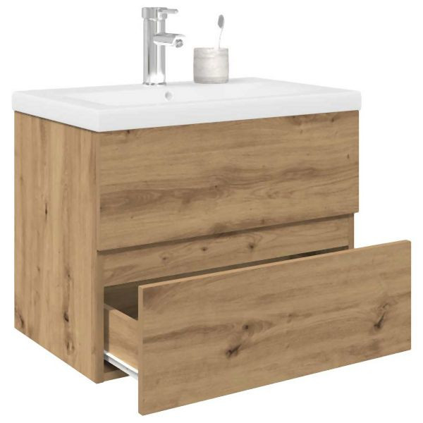 vidaXL Waschbeckenunterschrank mit Einbaubecken und Wasserhahn, 3328932