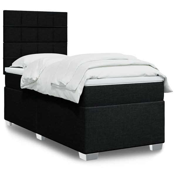 vidaXL Boxspringbett mit Matratze Schwarz 80x200 cm Stoff, 3290317