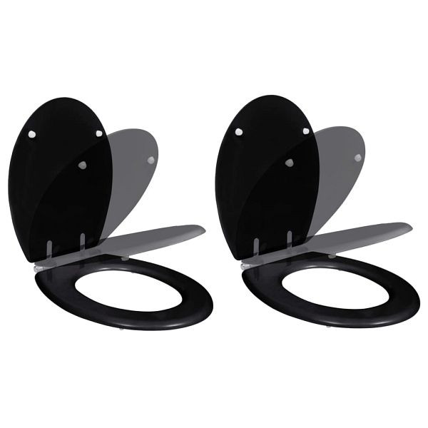 vidaXL Toilettensitze 2 Stück mit Absenkautomatik MDF Schwarz, 275905