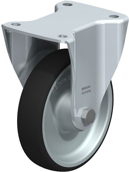 Blickle BH-PATH 160R Stahlblech-Bockrolle, Schwerlast-Ausführung, mit Anschraubplatte, Thermoplastisches Polyurethan, Grau, 760066