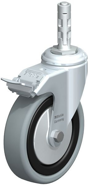 Blickle LKRA-VPA 126K-11-FI-FA-E11 Apparate-Lenkrolle mit Expander & Feststeller, Vollgummi, Grau, 225995