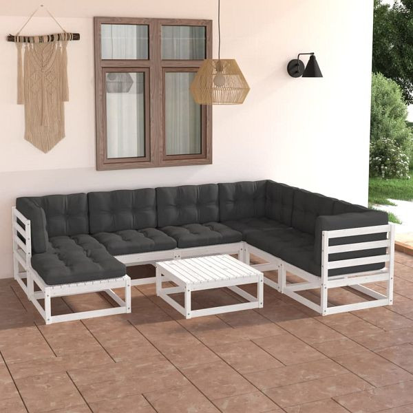 vidaXL 8-teilig Garten-Lounge-Set mit Kissen Massivholz Kiefer, 3076760