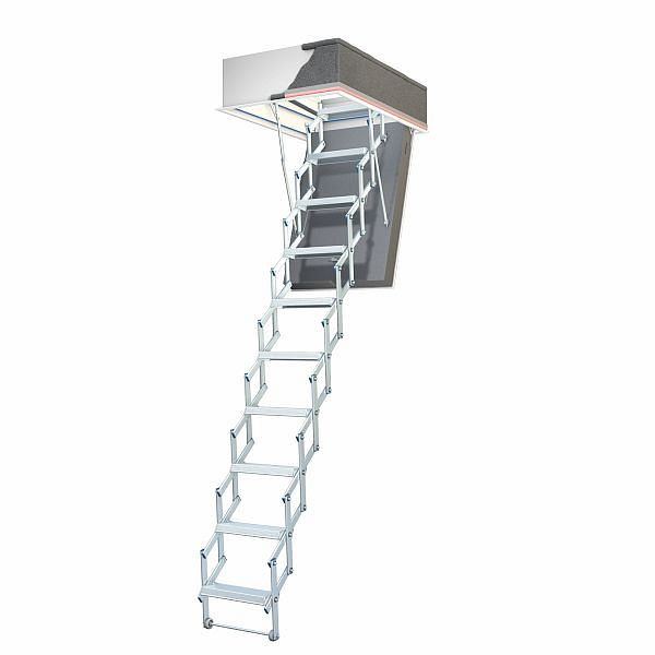 Wellhöfer Scherentreppe Liliput mit Wärmeschutz WSPH, Deckenöffnung 100 x 70 cm, lichte Raumhöhe 239 - 265 cm, 278000113