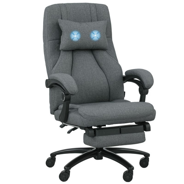 Vinsetto Massage-Bürostuhl, USB-Schnittstelle, schwenkbare Räder, Dunkelgrau, 921-317V90CG