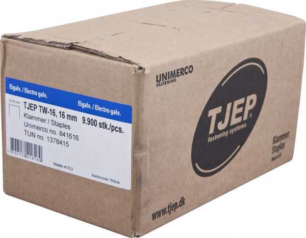 TJEP TW-16 16mm Klammer, geharzt verzinkt Box 9.900 Stück, Klammern, 841616