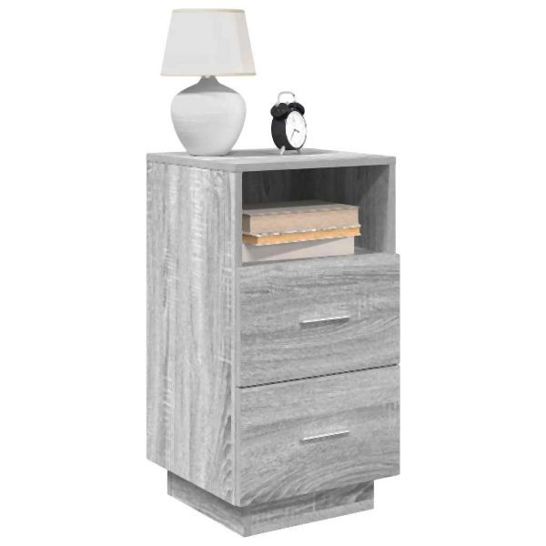 vidaXL Nachttische 2 Stk. mit 2 Schubladen Grau Sonoma 36x36x68 cm, 858589
