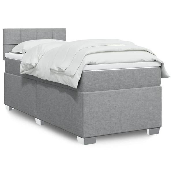 vidaXL Boxspringbett mit Matratze Hellgrau 90x200 cm Stoff, 3288071