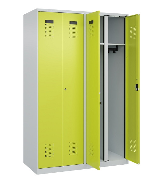 C+P Schwarz-Weiß-Spind Evolo PLUS, 4 Abteile, 1850x1200x500mm, 7035/0024, Zylinderschloss, 049002-40 S10042