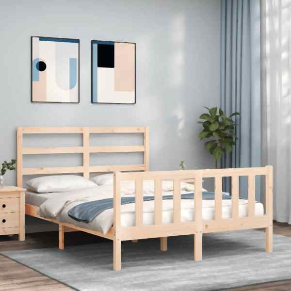 vidaXL Massivholzbett mit Kopfteil 120x200 cm, 3191901, 8720845970710
