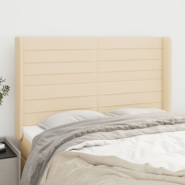 vidaXL Kopfteil mit Ohren Creme 147x16x118/128 cm Stoff, 3119723