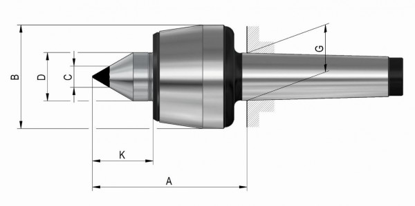 Röhm Mitlaufende Zentrierspitzen 60°, Morsekegel 2, Größe 102, mit Hartmetalleinsatz, 32140