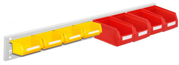 Kappes RasterPlan Wandschiene Schlitzplatte Set 14, L 920 mm x H 100 mm, RAL 7035, 4 x Lagersichtkästen Größe 7, 4 x Lagersichtkästen Größe 8, 4202.03.5213