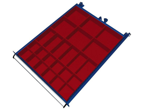 KLW Einteilungsmaterialsatz für Schubladen ab Fachhöhe 50 mm (Boxenhöhe 26 mm) in SEB - Schrank, Schrankgröße 572 x 750 mm B x T, B11, SEB-B11-026
