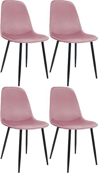 CLP 4er Set Esszimmerstuhl Maryam Samt, rosa, 327429