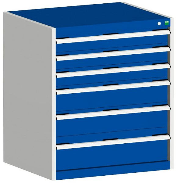 bott cubio Schubladenschrank bestückt mit 6 Schubladen BxTxH: 800 x 750 x 900 mm, RAL 7035/5010, 40028115.11V