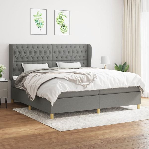 vidaXL Boxspringbett mit Matratze Dunkelgrau 200x200 cm Stoff, 3128790