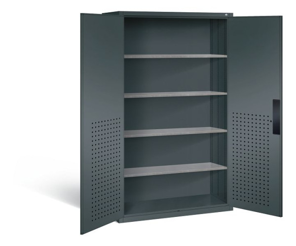 C+P Magazinschrank Serie 13, H1950xB1100xT535mm, Farbe: Anthrazitgrau, Muldengriff, 130276-613 S10022