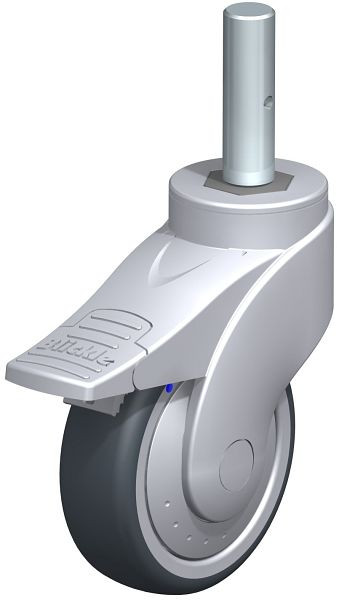 Blickle LWGXE-TPA 101XK-FI-ELS-FK-ZAX51 Kunststoff-Lenkrolle WAVE, rostfrei, mit Zapfen & Feststeller, Thermoplastisches Gummi-Elastomer, Grau, 849662