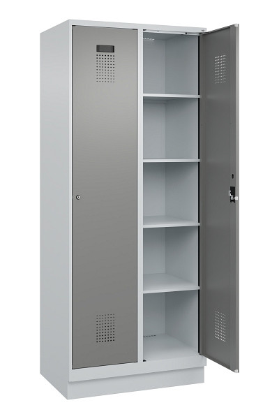 C+P Wäsche-Spind Evolo PLUS, mit Sockel, 2 Abteile, 1950x800x500mm, 7035/0004, Verschluss Zylinderschloss, Ablageböden 8, 049020-22B S10041